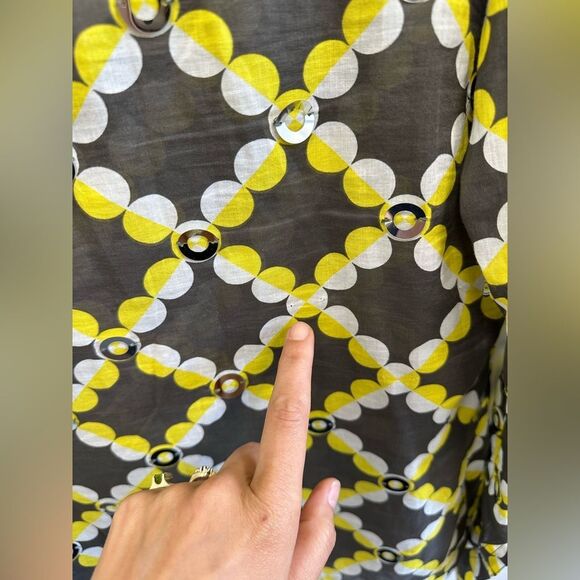 Tory Burch Geometric Multi-color sequined Blouse Long Sleeve Scoop Neck Size 10 - Picture 9 of 11